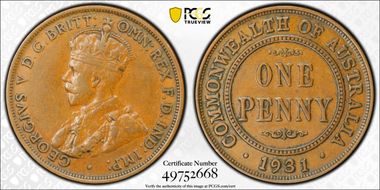 1931 (m) 1D English obverse Dropped 1 XF45BN