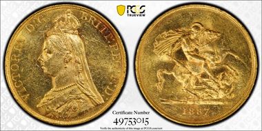 1887 £5 S-3864 MS60