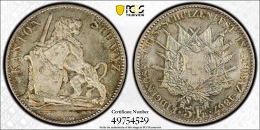 1867 5 Fr Schwyz R-1070 MS67