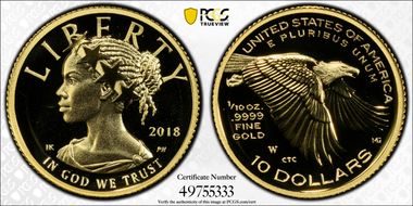 2018-W $10 American Liberty High Relief PR70DCAM