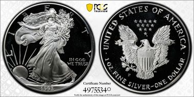 1993-P $1 Silver Eagle PR69DCAM