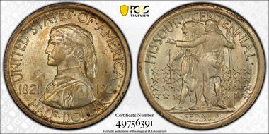 1921 50C Missouri, 2*4 MS66+