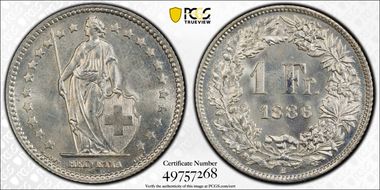 1886 B 1 Fr KM-24 Ag MS65