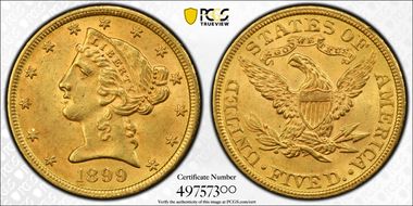 1899 $5 MS61
