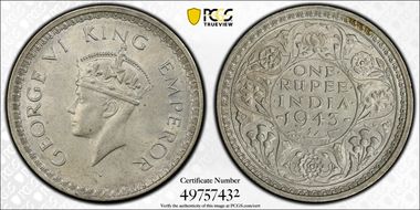 1943(B) Rupee SW-9.22 MS63