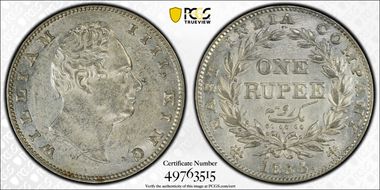 1835.(B) Rupee SW-1.47a Coin Alignment N1