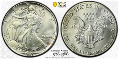 1986 $1 Silver Eagle MS69