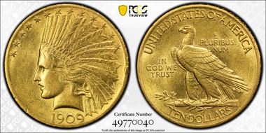 1909 $10 AU55