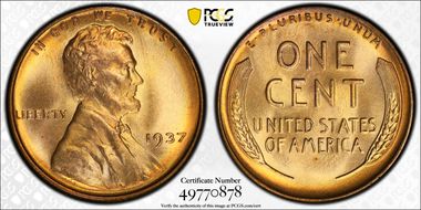 1937 1C MS67+ RD