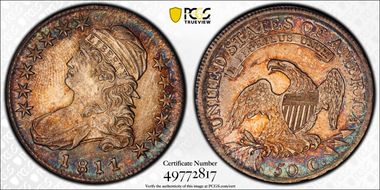 1811 50C Small 8 AU58+