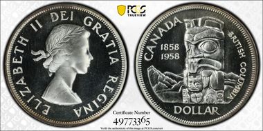 1958 S$1 British Columbia PL68CAM