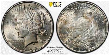 1922 $1 VAM 2L Gouge in Rays MS61