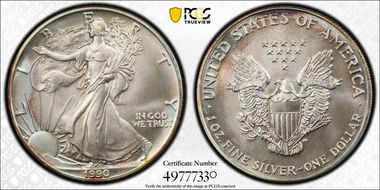 1990 $1 Silver Eagle MS69