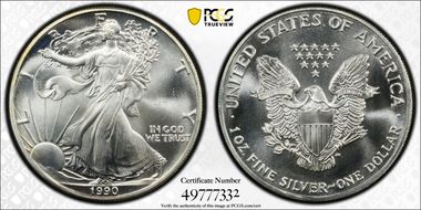 1990 $1 Silver Eagle MS69