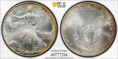 1997 $1 Silver Eagle MS69