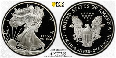 1998-P $1 Silver Eagle PR70DCAM