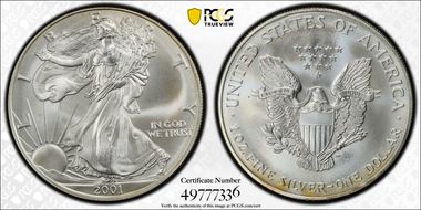 2001 $1 Silver Eagle MS69