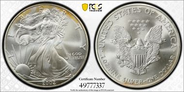 2002 $1 Silver Eagle MS69