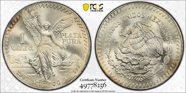 1983-Mo Onza Libertad Ag MS67