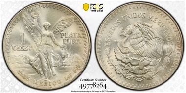 1985-Mo Onza Libertad Ag MS66