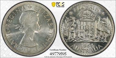 1954(m) Florin KM-54  Ag MS62