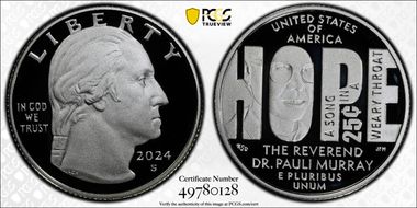 2024-S 25C Rev. Dr. Pauli Murray Silver PR70DCAM