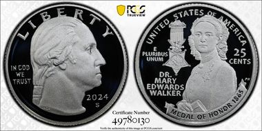 2024-S 25C Dr. Mary Edwards Walker Silver PR70DCAM
