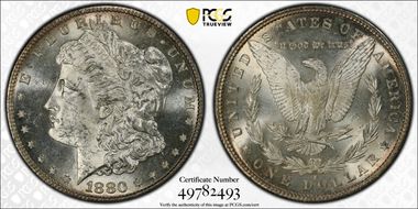 1880/79-S $1 VAM 8, Doubled 18-0 MS62
