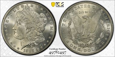 1885 $1 VAM 1A Pitted Reverse MS64