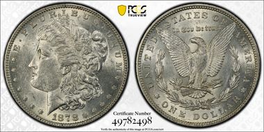 1878 7TF $1 Reverse of 1879 AU58