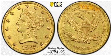 1867 $10 AU55