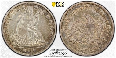 1840 50C Small Letters AU50