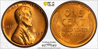 1957 1C MS67+ RD