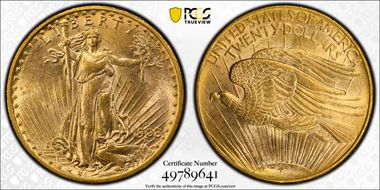 1908-D $20 No Motto MS63