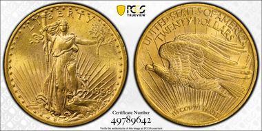 1908-D $20 Motto MS64