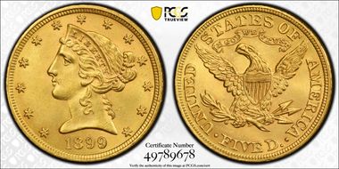 1899 $5 MS63