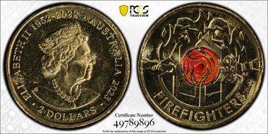 2023 $2 35th Ann $2 Coin Set Colorized Firefighters MS65