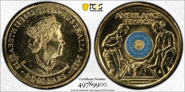 2023 $2 35th Ann $2 Coin Set Colorized Ambulance Services MS66