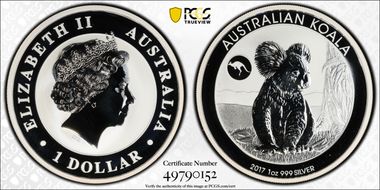 2017-P $1 Koala Ag-Kangaroo Privy MS70