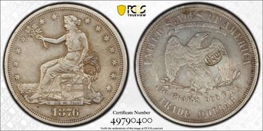 1876-S T$1 Chopmarked N1
