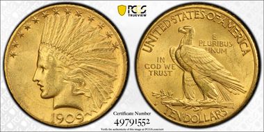 1909-S $10 MS62