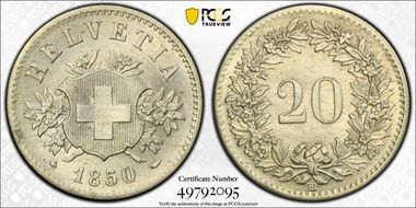 1850 BB 20 Rap KM-7 MS63