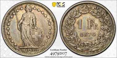 1876 B 1 Fr KM-24 Ag AU55