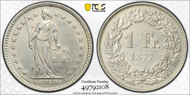 1877 B 1 Fr KM-24 Ag AU53