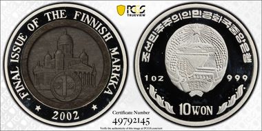 2002 10 Won Finnish Markka PR68DCAM