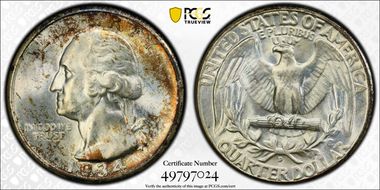 1934-D 25C Heavy Motto MS66