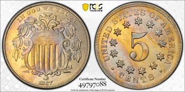 1867 5C No Rays MS64+