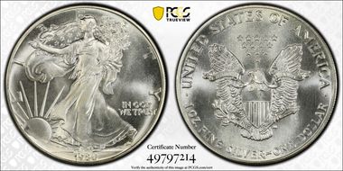 1986 $1 Silver Eagle MS68