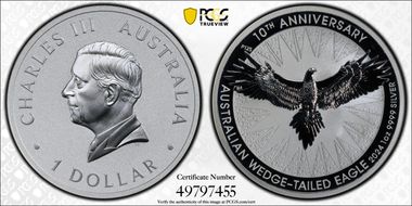 2024-P125 $1 Wedge-Tailed Eagle 10th Anniversary MS70