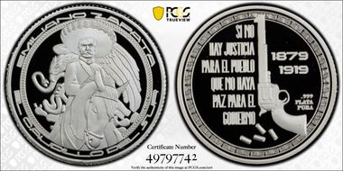 No Date Medal General Emiliano Zapata Ag El Caudillo del Sur SP70